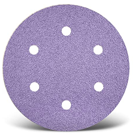 MENZER Purple HD Klett-Schleifscheiben, 150 mm, 6-Loch, f. Exzenterschleifer, Keramik-Mix (50 Stk.) K150