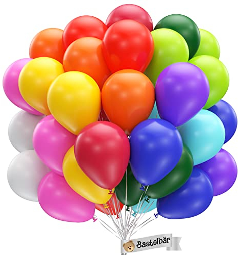 BIO Luftballons Geburtstag [50 Stück] Bunt • MADE IN EU • Umweltbewusst & Kompostierbar • Nachhaltige Bio Ballons 100% Naturlatex • Ø34cm • 10 Farben • Premium Helium Luftballons Bunt