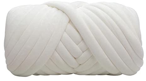 LOVIVER Grobstrickgarn Armstrickgarn Waschbarer Schlauch Riesengarn Jumbo Schlauchgarn Handgestricktes Strickgarn zum Häkeln, Überwurf, Schal, Haustierbett, Weiß