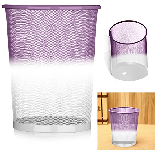 ARA CHOICE Colourful Mesh Waste Bins Rubbish Paper Wastebasket Trash Can Dustbin For Home Office Durable and easy to use Recycling Bin for Bedrooms Multi Colour. (Purple)