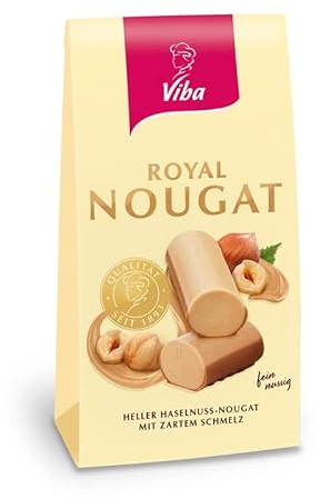 Viba Royal Nougat Minis – Beutel mit 10 Stück à 10 g – Zarter heller Nougat auf Vollmilchschokolade – 100 g Schokopralinen zum Teilen, Verschenken & Genießen