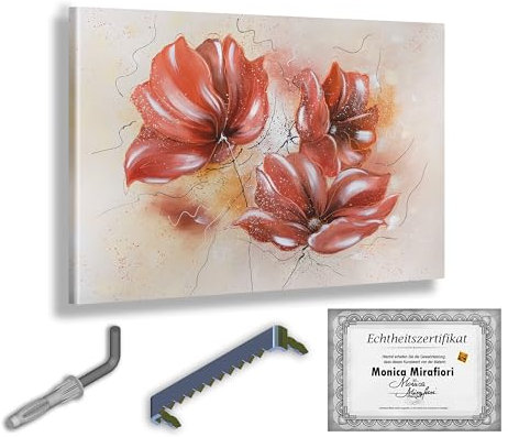 Monica Mirafiori I 100% HANDGEMALT I Gemälde Poppy 90x60cm | Gemälde Handgemalt | Acrylgemälde | Sehr Großes Acrylbild I Moderne Kunst I Kunstbilder