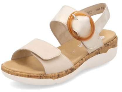 Remonte Damen Riemchensandalen R6853, Frauen Sandalen,lose Einlage,halteriemen,Sommerschuhe,Freizeitschuhe,offene Schuhe,beige Kombi (61),44 EU