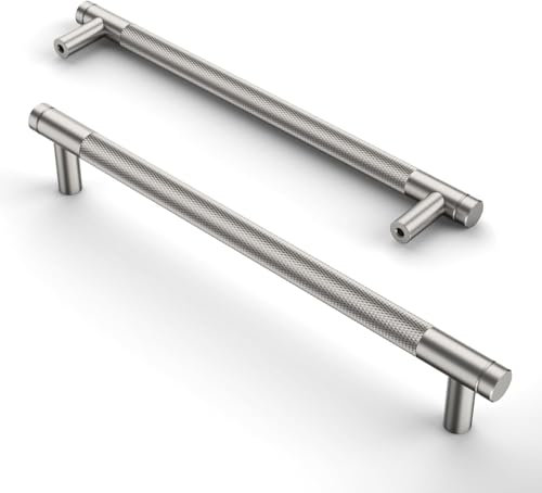 Amerdeco 10 Stück Gebürsteter Nickel Schrankgriffe 160mm Lochabstand, Aluminium Griffe für Küchenschränke & Möbelgriffe für Schubladen
