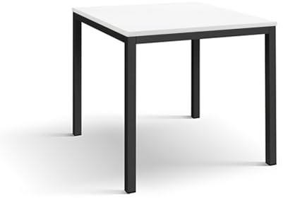 KONTE.DESIGN Tisch Ravenna aus Holz in antikweiß und Gestell aus anthrazitgrauem Metall 80 x 80 cm