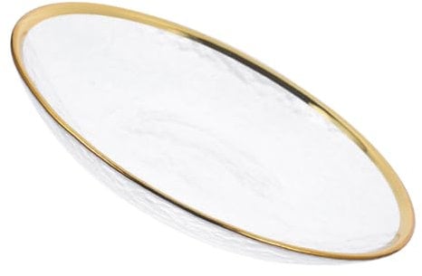 IMIKEYA Gold Rim Plates, Charger Plates, Clear Glass Dinner Plate, Under Plate Glass Tray, Round Salad Dish, Pasta Fruit Salad Plates for Dining Wedding Party Table Decor