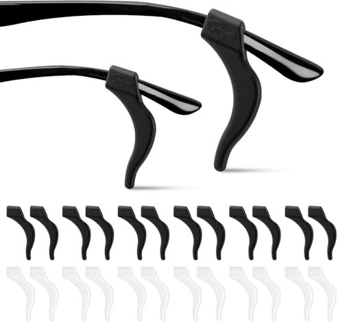 24 Pezzi Ferma Occhiali In Silicone, Antiscivolo Occhiali Gancio, Reggi Occhiali Stanghette antiscivolo con ganci per orecchie per occhiali da sole occhiali da vista Accessori per occhiali Nero+Bianco