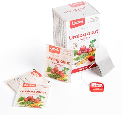 Apotheke Urolog Akut Urological Herbal Tea with Cranberry, Birch, Rosehip and 7 Botanical Herbs, Caffeine Free Herbal Infusion, 20 Tea Bags, 30 g. Pack of 1.