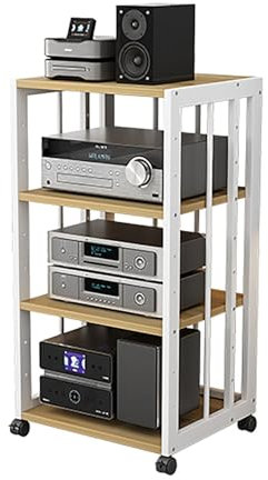 Audio-Video-Tower-Medienständer – Stereo-Rack-Komponenteneinheit mit 2/3/4/5 Regalen – Offenes Regal für elektronische Geräte für das Wohnzimmer im Homeoffice (4 Ebenen – H 89 cm)