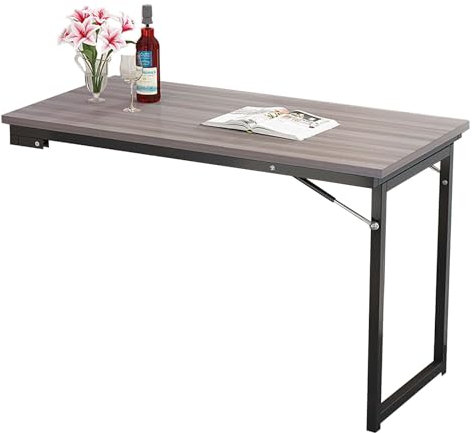 Table pliante murale flottante avec pieds de support rétractables pour économiser de l'espace - Bureau rabattable pour bar ou écriture - Bureau rabattable convertible à suspendre pour petits espaces