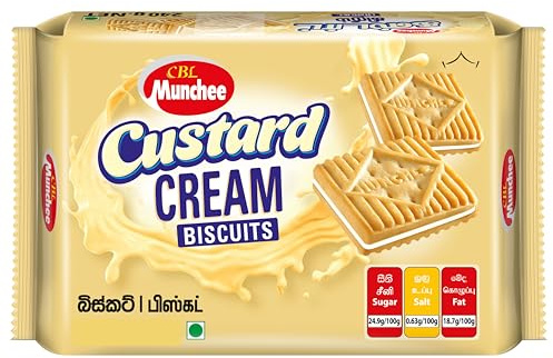Munchee Cream Biscuits 400g | Perfect blend of sandwich biscuits and creamy fillings | (1 Pack, Custard Cream flavour)