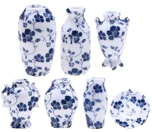 JOINPAYA 7pcs Mini Ceramic Doll House Accessories for Miniature Flower Display Dollhouse Decor Props for Diy Craft Scenes Tiny Vase Set for Small House Styling