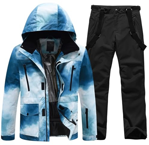 HOTIAN Combinaison de ski pour homme - Veste et pantalon - Ensemble d'hiver chaud pour la neige, le ski, la randonnée, l'escalade, le snowboard isolé, S