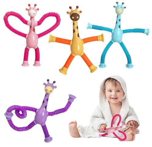 Juguete de tubo de jirafa, tubo sensorial, juguete telescópico con ventosa, regalo divertido para niños y niñas