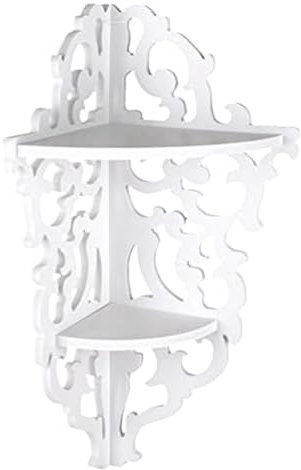 Okeeyseda 1 Stück 2-Stufige Wandmontage Eckregal mit Schnitzerei für Zuhause Badezimmer-Eckduschspeicherregal Gesamthöhe Ca. 45cm Eckenregal Zur Dekoration