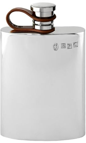 English Pewter Company 4oz Plain Pewter Hip Flask for Alcohol Whiskey with Leather Cap [LFL255]