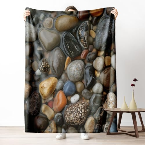 Pggong 3D Kopfsteinpflaster Decke 150x200cm, Realistische Stein Kuscheldecke Flauschig, Weiche Flanell überwurfdecke, Modern Natur Fleecedecke Waschbar Wohndecke für Bett Couch