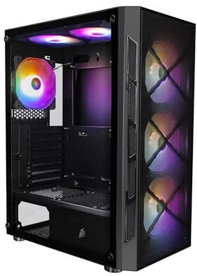 1st Player Prebuilt Gaming PC | RX 580 | 16GB RAM | 12-Core CPU | 512GB HDD + 128GB SSD | 650W PSU | Changeable RGB | Windows 10 | Desktop Gaming PC