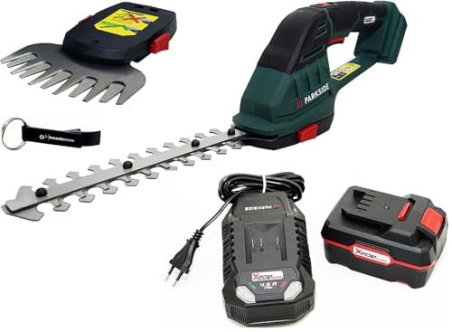 HEADNMORE® Bundle – Parkside® 20 V 2 in 1 cesoie per arbusti PAGS 20 + portachiavi (con batteria da 4 Ah inclusa)