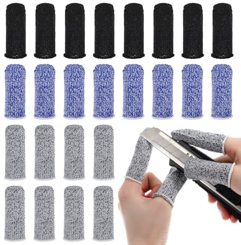 YBEATY 24 PCS Finger Cots Cut Resistant Gloves Breathable Thumb Finger Sleeves Anti-Slip Fingertip Protection Gloves for Work Garden Kitchen Sculpture Grinding Stained Glass Reusable Durable