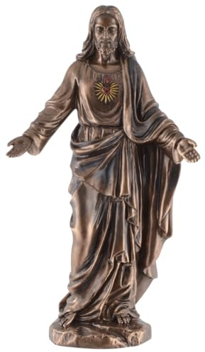 Figura Jesús Corazón de Jesús de piedra artificial, bronce y coloreado a mano, colección Veronese, 708-78281