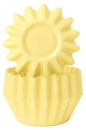 The Baked Studio Bloom Baking Cupcake Cases – Pack of 50 | Flower-Shaped Cupcake Liners | Premium Greaseproof Paper | Stylish Baking Cups for Cupcakes & Muffins (Lemon)