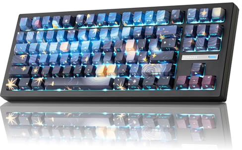 ZORNHER ZH870 Gaming Tastatur Kabellos, Mechanische Tastatur 80% Wireless Keyboard Schwarz mit Starry Sky IMD PC Keycaps, Creamy Linear Switches, Hot Swap, RGB Beleuchtung