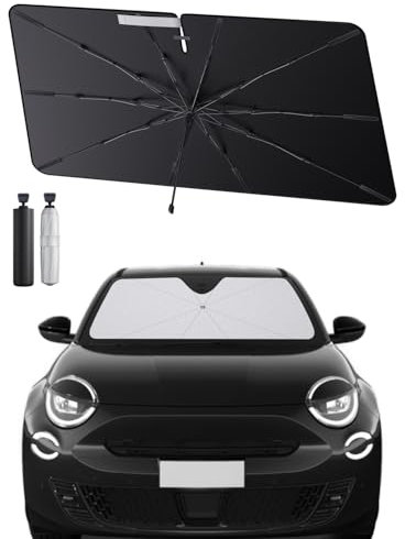 SHAOHAO Compatibile con Fiat 600/600e 2023 2024 2025 Ombrellone parasole auto auto parabrezza anteriore pieghevole protezione UV parasole parasole tessuto antipiega Fiat 600 Accessori