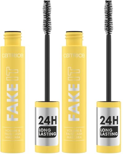 Catrice FAKE IT Volume & False Lash Mascara, Nr. 010, Schwarz, schwunggebend, Falsche Wimpern-Effekt, vegan, ohne Mikroplastikpartikel, Nanopartikel frei, ohne Parfüm, 2er Pack (11ml)