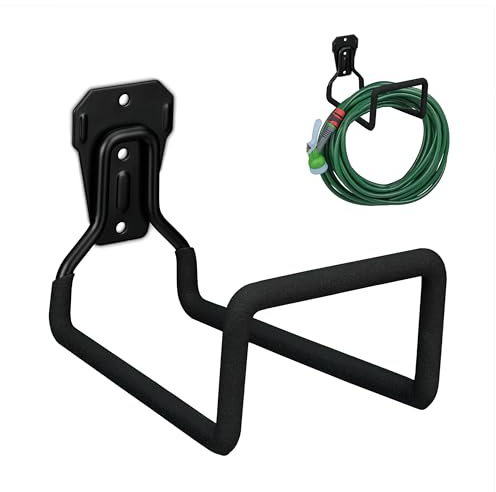 Relaxdays Hose Holder, Steel, Wall-Mounted, Non-Slip, Garden Hosepipe Hanger, Pipe Rack, HWD: 13 x 12.5 x 20 cm, Black
