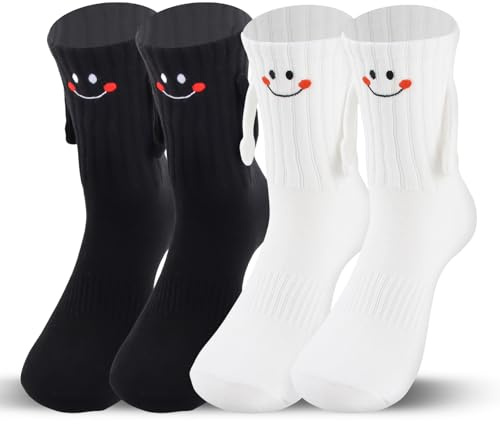 Dwafill Lustige Geschenke Beide, 2 Paar Magnetische Socken für Paare, ein Verrücktes Paar, Socken Weihnachten Damen, Freunde Partner (DE/NL/SE/PL, Numerisch, 36, 42, Regular, Regular, 4, H)