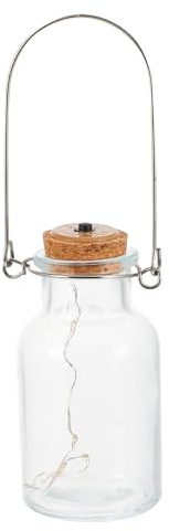 BUGUUYO Glass Bottle Hanging Night Lamp Warm White LED Glass Jar Glowing Light Wedding Decorative Hanging Lamp with Box, Suitable for Party and Bedroom Decor