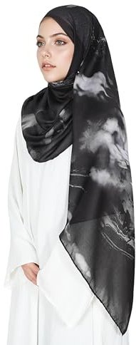 Jazvano Hijab für Frauen Einheitsgröße Aquarell-Batik Islamischer Kopftuch 1pc Gebetshijab Einheitsgröße Muslimischer Alltagskopftuch Damen Khimar