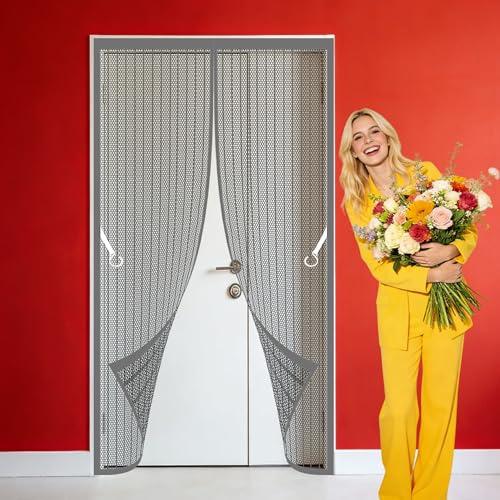Zanzariera con Magneti 100 x 300 cm Varie Taglie Tenda Zanzariere Magnetiche Porta Balcone Non Accorciabile per Porte Del Balcone, Delle Finestre, Delle Terrazze、, Grigio