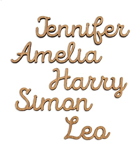 Personalised wedding place names | cut out script table name wooden place name | placename favour place setting cards/table decorations