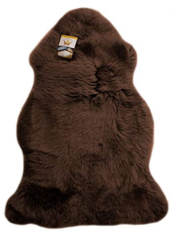 Reissner Lammfelle Schaffell Finn Naturform hoch-/langfloriger Teppich Couchauflage Bettvorleger (95cm auf der Lederseite entspricht ca. 115cm diagonal Fellseite) Mocca 95cm