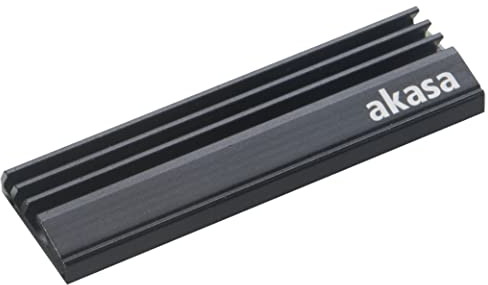 Akasa M.2 SSD Kühlkörper, Aluminium Kühlkörper Kühlrippen, Mit Thermoklebeband, Passend für M.2 2280 SSD & PS Pro, Scharwz,71 x 22 x 6.4mm, A-M2HS01-BK