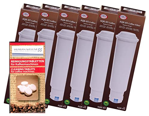 Human-Wellness 6 x Filterpatrone Kompatibel zu Pro Aqua Melitta 192830 Kaffeevollautomaten + 10 Reinigungstabs