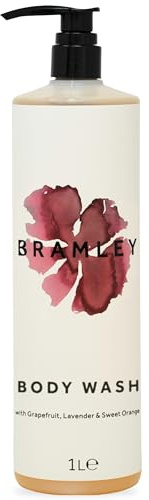 Bramley Body Wash 1 Litre, Vegan Natural Shower Gel | With Grapefruit, Lavender & Sweet Orange Essential Oils, Uplifting and Refreshing