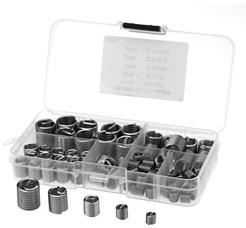 BIYM 80pcs M5 M6 M8 M10 M12 en Acier Inoxydable Helicoil Fil Filetage Vis Inserts Assortiment Outil de Réparation Helicoil Attaches Matériel Kit