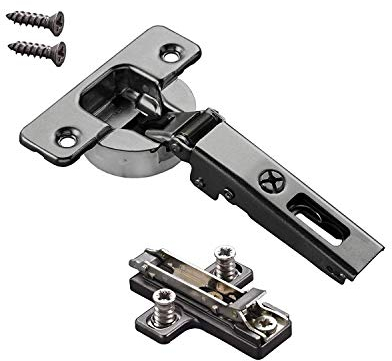 Set di 2 Cerniere a Scodellino Salice T48 Battuta ad Angolo 110° Titanio con Sistema di Ammortizzazione Incl. Piastre di Montaggio Cerniera a Scodellino di Sotech