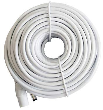 Zinuods 12V DC Extension Cable, 2.1mm x 5.5mm Plug, Universal Extension Cable, Compatible with 12V Power Adapter for Home Security, IP Camera, 15m, White
