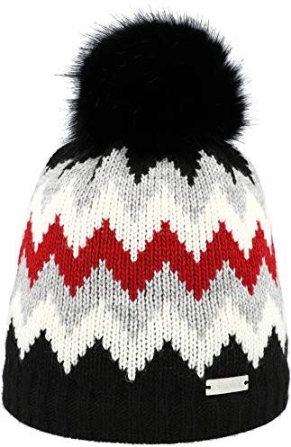 Eisglut Damen Lindal Mütze, schwarz/Rot, M 57-58cm