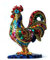 Laure TERRIER Hahnstatue aus Harz, Barcino-Mosaik, Kollektion Karneval. Objekt von Hand bemalt, signiert. Höhe 14 Zentimeter