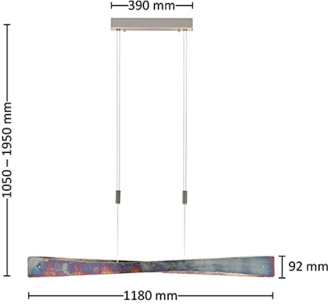 Lucande LED Pendelleuchte höhenverstellbar, Esstisch Hängelampe Metall oxidiert, Handarbeit, 34W LED gesamt, warmweiß (2.700K)
