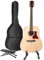 MAX SoloJam Akustik Gitarre Set - Westerngitarre, Gitarrenständer, Fußstütze, Gitarrentasche, Plektrum, Gitarrenstimmgerät, Schultergurt, Saiten, Gitarren-Starterset mit Zubehör - Natur