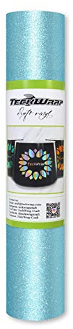 TECKWRAP Glitter Vinyl Adhesive Craft Vinyl,1ftx5ft,Ice Blue