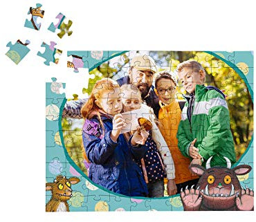 Fotopuzzle Grüffelo-Puzzle 100 Teile Waldbewohner mit eigenen Fotos: Personalisiertes Puzzle für Kinder, inkl. Grüffelo-Schachtel (Querformat)