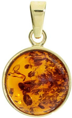 Anhänger - Classic 12 mm rund - Gold 333/000 - Bernstein