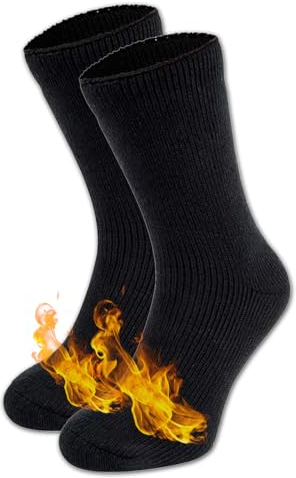 HEATEX Extra Warme Thermosocken Dick & Wollig mit Kälteschutz TOG 2.3 Winter Socken (2 Paar) Schwarz 41-46